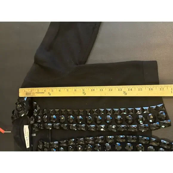 Trina Turk ashmere Blend Black Cardigan Shawl Size Small S Embellished - Picture 8 of 8